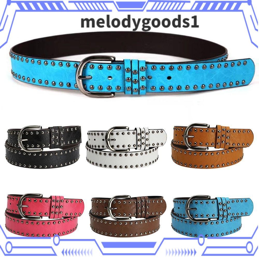 Melodygoods1 Gothic เข็มขัดหนังผู้หญิงหญิง Casual Rivet เอว Band