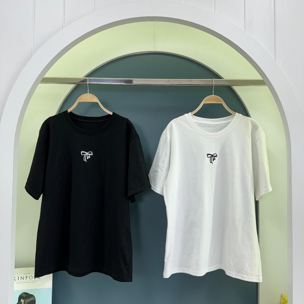 BKL พร้อมส่งในไทย AUGUST T-SHIRT เสื้อโอเวอร์ไซส์ ผ้าคอตตอน ปักโบว์