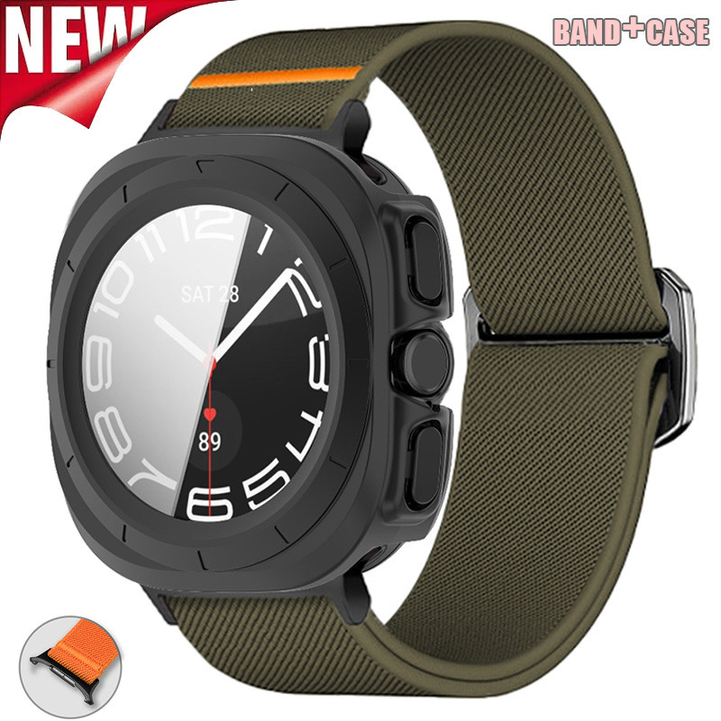 เคสพีซี + สายไนลอนสําหรับ Samsung Galaxy Watch Ultra(2025) สายคล้องคอสําหรับ Galaxy Watch Ultra 47 มม.อุปกรณ์เสริม