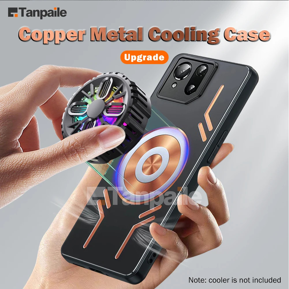ROG Phone 9 FE ROG Phone 8 Pro Copper Metal Cooling Case,กันกระแทกกันชนสําหรับเล่นเกมกระจายความร้อนอ