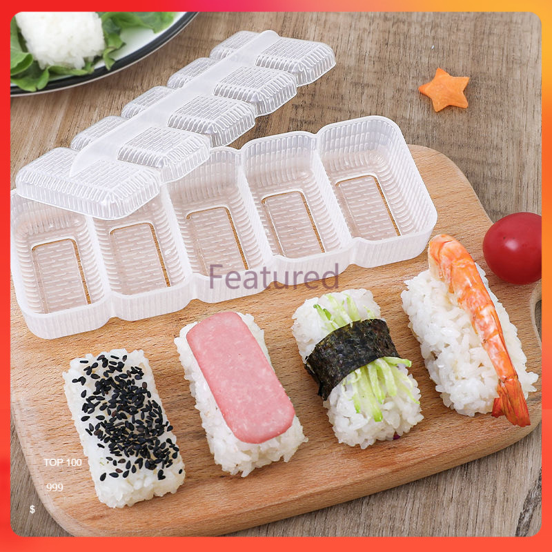 Featured แม่พิมพ์ซูชิ 5 ช่อง/อุปกรณ์ทำซูชิในครัวเรือน/แม่พิมพ์ข้าวปั้นสาหร่าย/ทำซูชินิกิริ