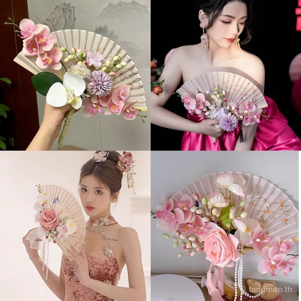 [คอลเลกชัน1601คน] พัดพับเจ้าสาวถือใบรับรองการหมั้นเสื้อคลุมตอนเช้า Xiuhe จับคู่กับพัดสำเร็จรูปแบบจีน