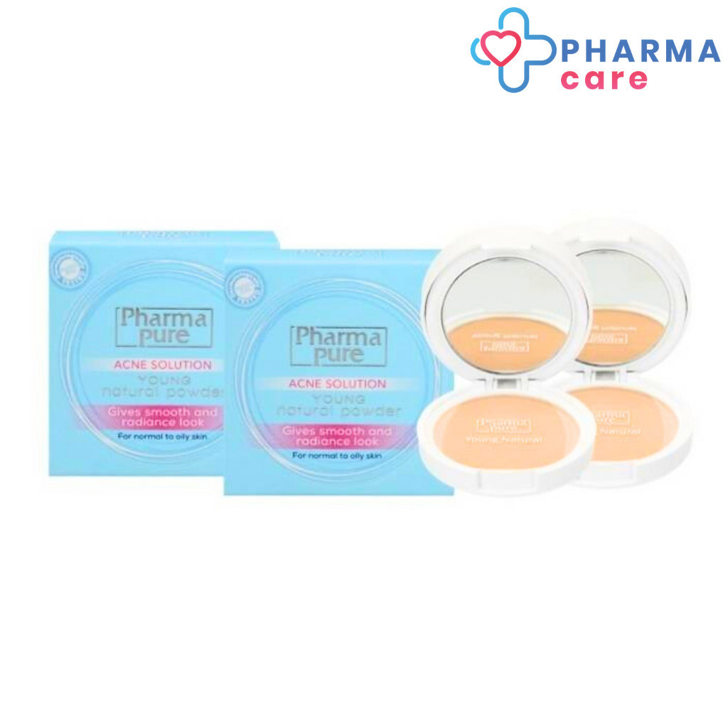 (แพค 2 ตลับ)Pharmapure Acne Solution Young Natural Powder Oil control สำหรับผิวธรรมดาและผิวมัน ฟาร์มาเพียว 11.5 กรัม[PC]
