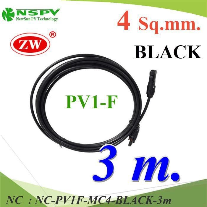 NC สายไฟโซลาร์เซลล์ สำเร็จรูป Solar Cable PV1-F PV1F-MC4-BLACK-3m