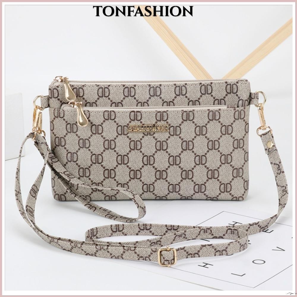 Tonfashion กระเป๋าสะพายไหล่ กระเป๋าถือ หนังนิ่ม ทรงสี่เหลี่ยม ใส่เหรียญได้ แฟชั่นสําหรับสตรี