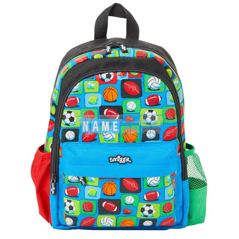 🎒Smiggle Backpacks Nursery bag กระเป๋าเป้ 🎒สมิกเกอร์ ขนาด 14-15 นิ้ว ลาย Name-กีฬาเขียว พร้อมส่งในไทย 🛻