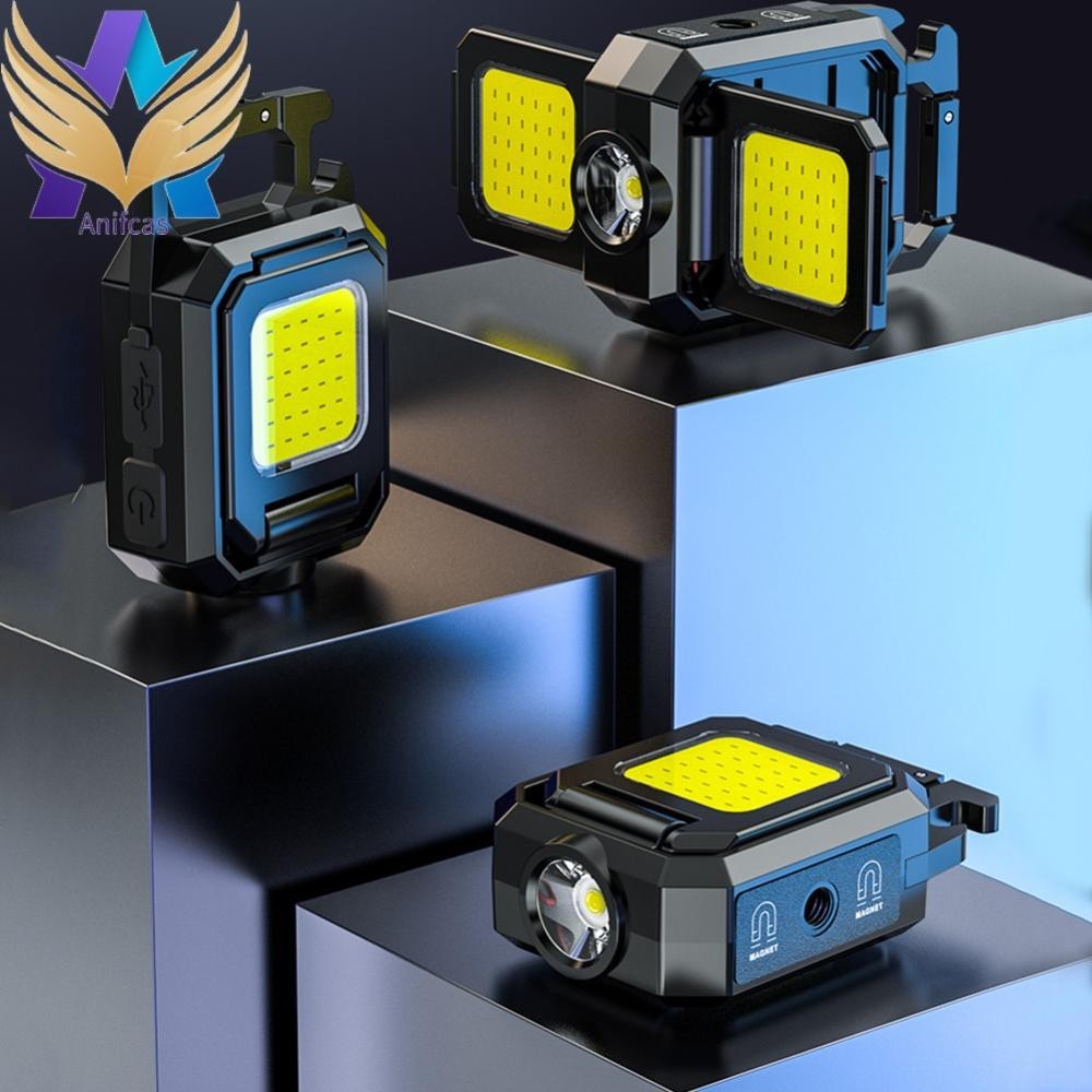 1000lm COB LED XPE พวงกุญแจไฟ 800mAh Type-C ชาร์จ USB IPX4 กันน้ํา
