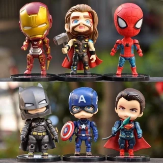 สถานที่ท้องถิ่น 6 ชิ้น/เซ็ต Marvel The Avengers Spider Man Iron Man Superman Batman อะนิเมะรูป COD สต็อกรูปตุ๊กตาของเล่นสําหรับของขวัญเด็กคอลเลกชันเครื่องประดับรถบ้านเค้กตกแต่ง