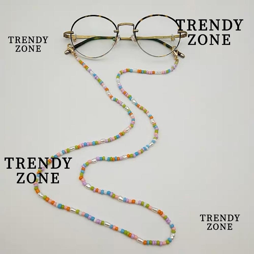 Trendyzone สายคล้องแว่นตา ประดับลูกปัด กันลื่น สไตล์วินเทจ พร้อมหัวเข็มขัดซิลิโคน 2 ชิ้น สําหรับผู้หญิง และผู้ชาย 1 ชิ้น
