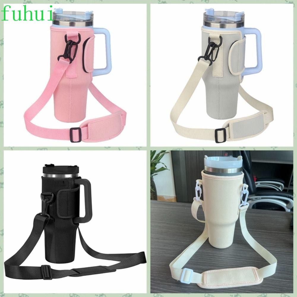 Fuhui กระติกน้ําร้อน, กระเป๋าสะพายข้าง ผ้านีโอพรีน 40 ออนซ์, ปลอกแก้ว พร้อมสายคล้องไหล่ ปรับได้ พกพาสะดวก สําหรับใส่ขวดน้ํา เดินทาง