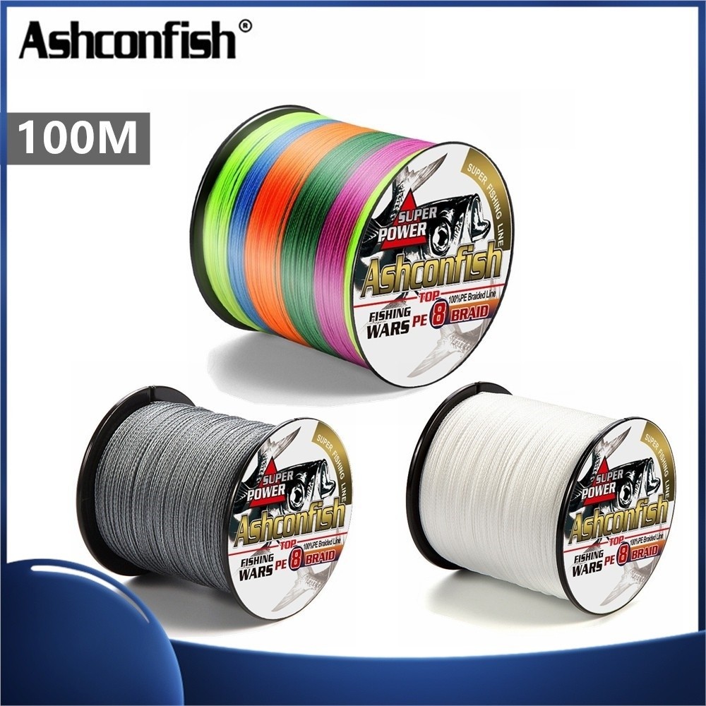 Ash 100mm PE สายตกปลาถัก 8 เส้น 6-150lb สายเบ็ดสีสันสดใส, สายตกปลา PE ลวดถักเปีย