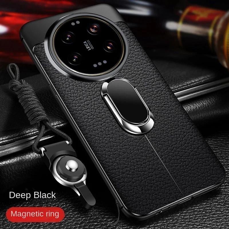 สําหรับ Xiaomi Mi 14 Ultra 15 Ultra กรณีหนังหรูหราขาตั้งแหวนแม่เหล็กซิลิโคนปกหลังสําหรับ Xiaomi Mi 14 Pro 13Ultra