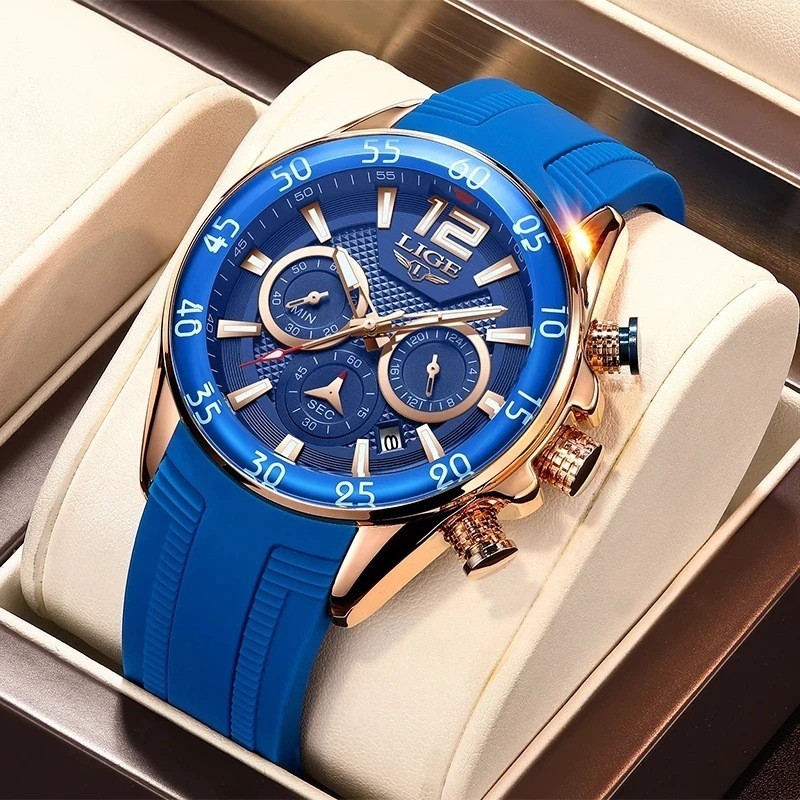 Lige Brand Watch LG8934 นาฬิกาข้อมือควอทซ์ มัลติฟังก์ชั่น กันน้ํา สําหรับผู้ชาย