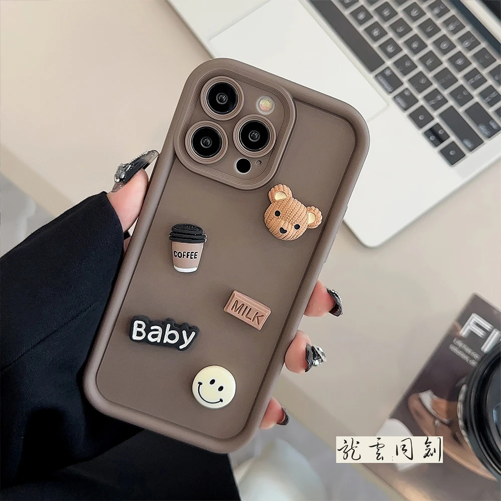 เคสโทรศัพท์มือถือ TPU แบบนิ่ม ลายตุ๊กตาหมีกาแฟ 3D สําหรับ Redmi 9A 9C 9T 9 10C 10 A1 A2 Plus Note 7 