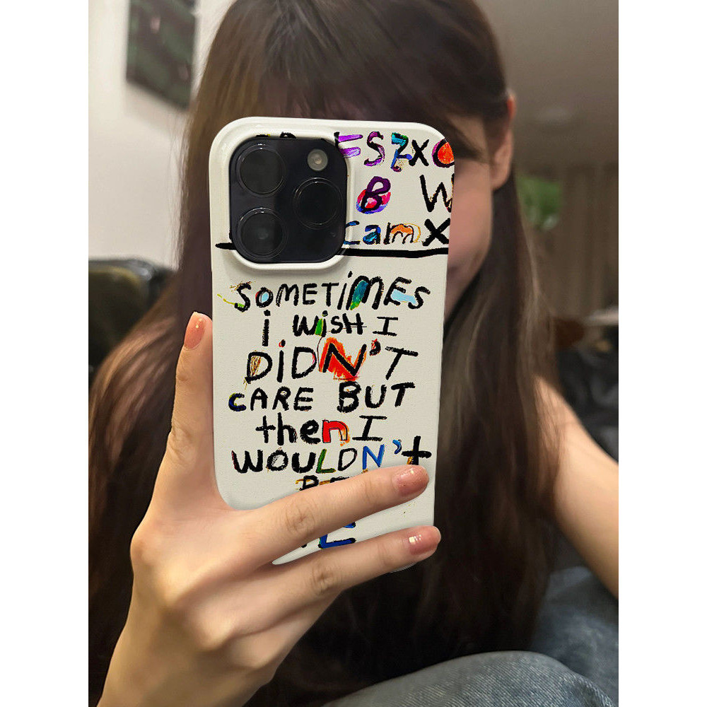 เคสโทรศัพท์มือถือแบบแข็ง กันกระแทก ลายกราฟฟิตี้ I Care I สําหรับ iPhone 11PROMAX xr xsmax 15PROMAX 14promax 13promax 12pro 7plus 8plus 14plus