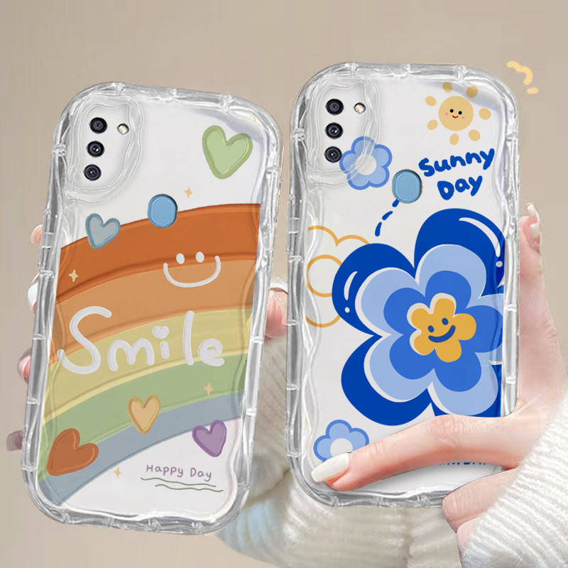 เคส Samsung A11 ซัมซุง Galaxy เคสโทรศัพท์ใส นิ่ม ความรู้สึกสูง แฟชั่น หยัก เคสโทรศัพท์ใส สายรุ้ง ดอกไม้