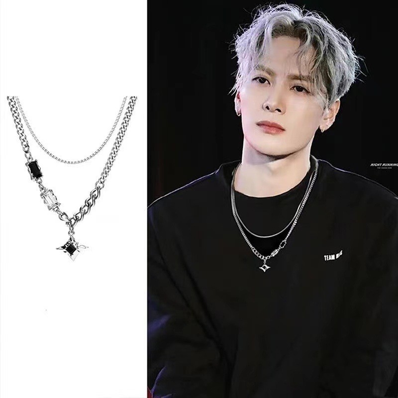 พังก์ สองชั้น สี่ -mangxing สร้อยคอ ผู้ชายและผู้หญิง บุคลิกภาพ เครื่องประดับแฟชั่น ตกแต่งคู่ กระดูกไหปลาร้า โซ่