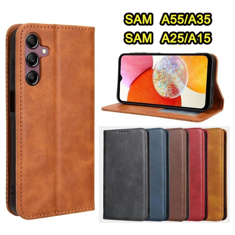 เคสฝาพับ ตั้งได้ ล็อคได้ สำหรับ SAMSUNG A35 A25 A15 A05 A05S A55 5G เคสกันกระแทก แม่เหล็ก ใส่บัตรได้