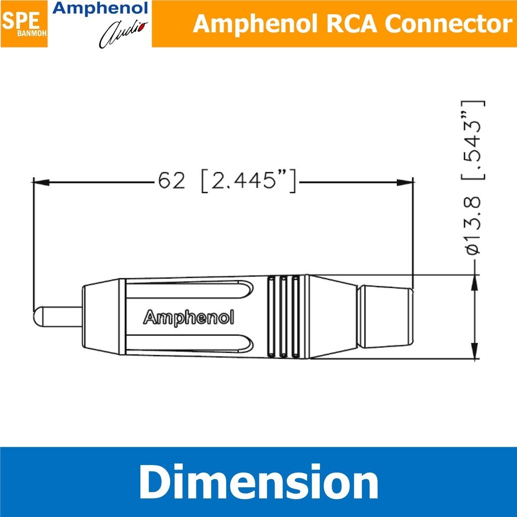 ปลั๊กต่อไฟ ACPR Amphenol RCA ปลั๊ก แจ็ค RCA แอมฟินอล คอนเนคเตอร์ หัว RCA ตัวผู้ ชุบทอง Audio Plug Audio Connector