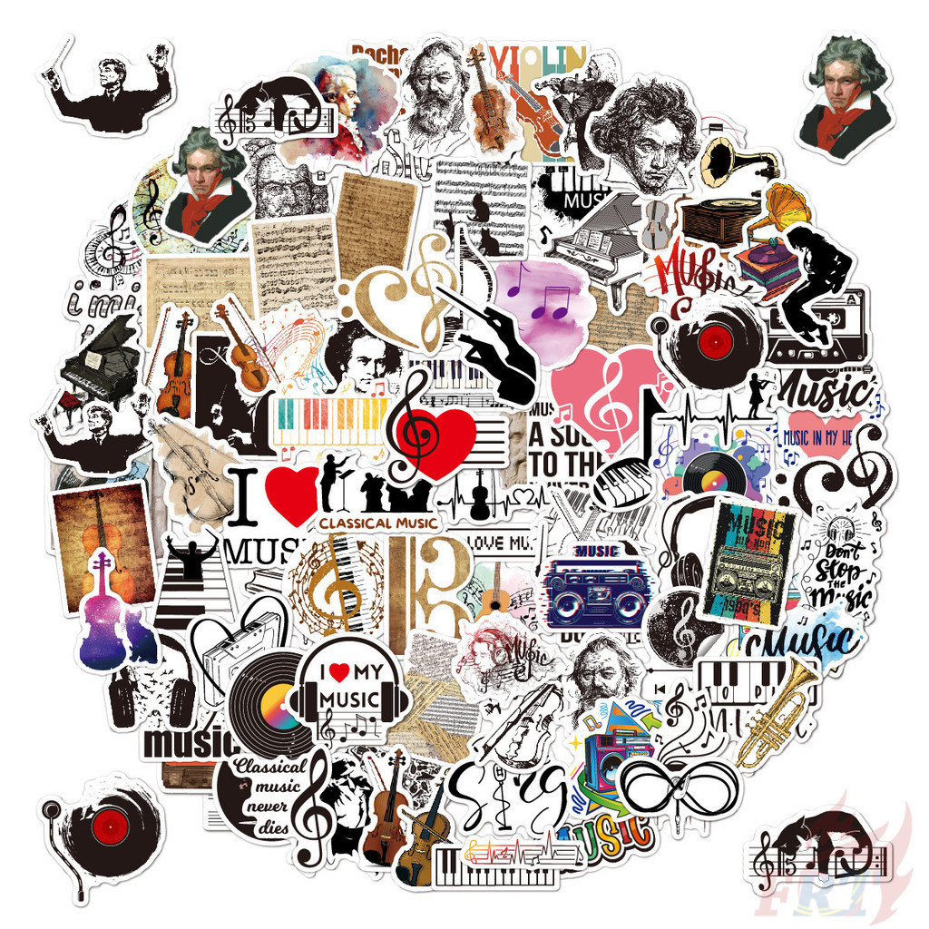50Pcs/100Pcs ❉ Music Art Stickers ❉ Fashion DIY Waterproof Decals Doodle Stickers