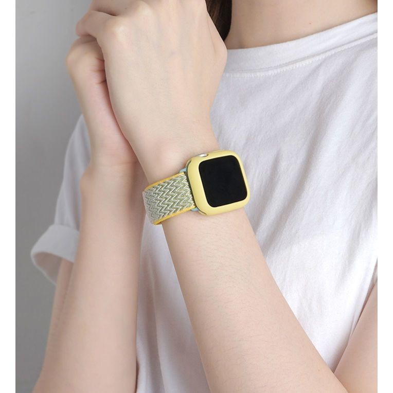 INS สายนาฬิกาข้อมือแบบทอลายคลื่นไนลอน45มม. สำหรับ Apple SE applewatch8 764321