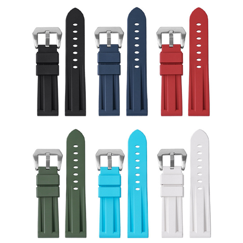 FKM สายนาฬิกาสําหรับ Panerai 111 3896 441 นาฬิกา 24/22 มม.สายคล้องคอสีเงิน