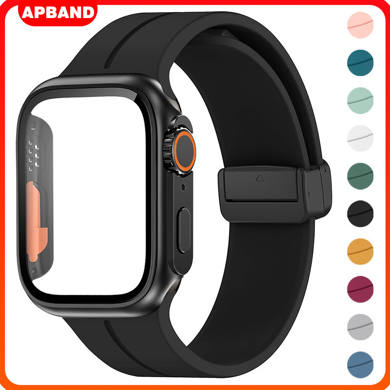 แถบซิลิโคนแม่เหล็กสำหรับ Smart Watch Ultra 3 2 49มม. 44มม. 45 มม. 41 มม. 40  46 มม. iWatch SE 3 Series 11 10 9 8 7 6 4