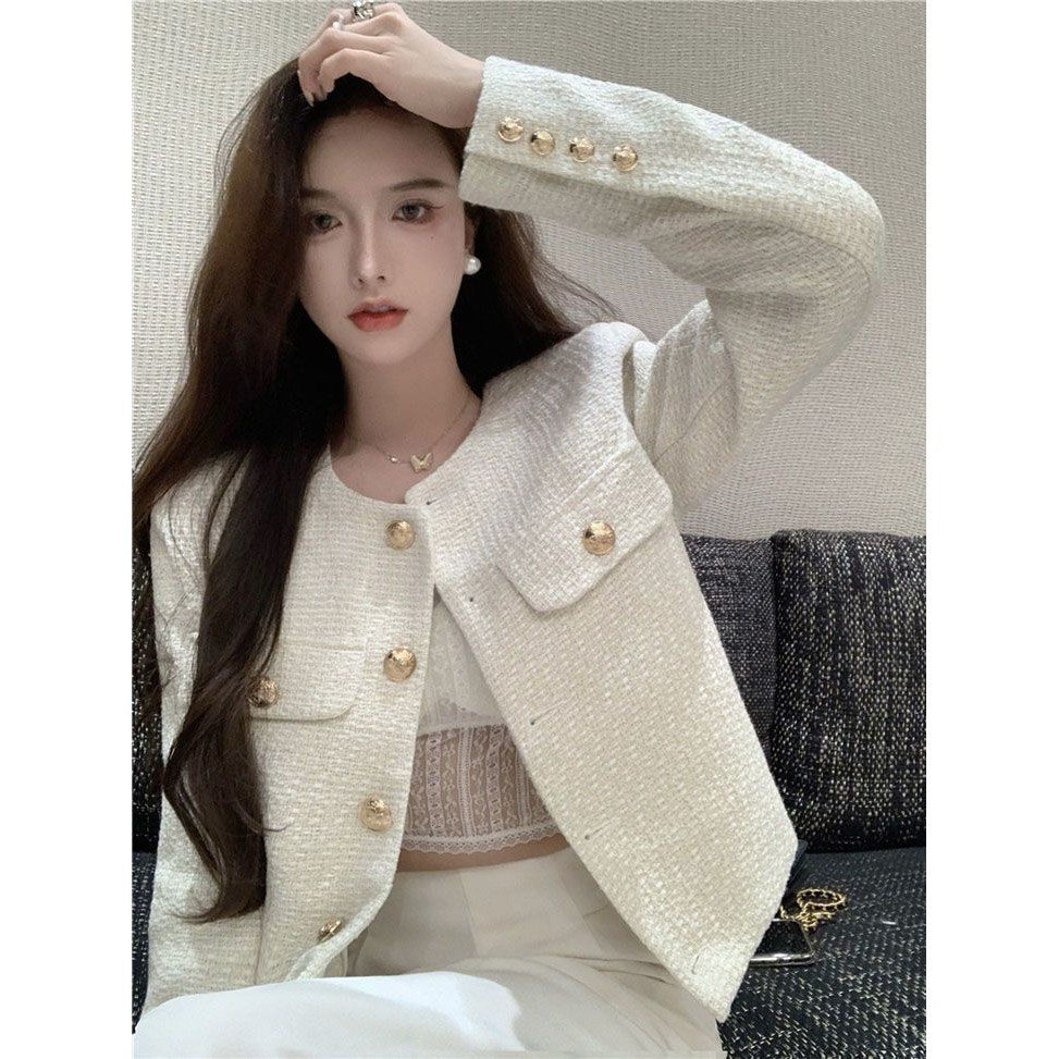 เสื้อแจ็กเก็ต ตัวสั้น แฟชั่นฤดูใบไม้ร่วง สําหรับผู้หญิง