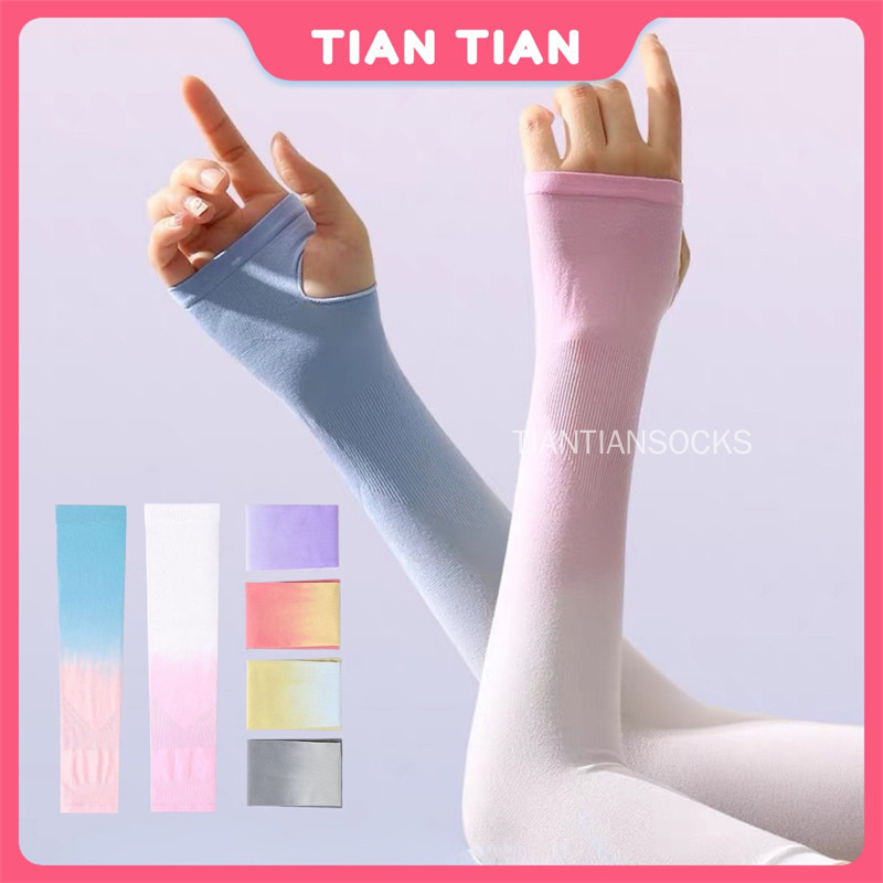 TIANTIAN T353 ปลอกแขน ผ้าเรยอน ไล่โทนสี ป้องกันแดด ป้องกันรังสีอัลตราไวโอเลต แฟชั่นฤดูร้อน สําหรับผู้ชาย และผู้หญิง