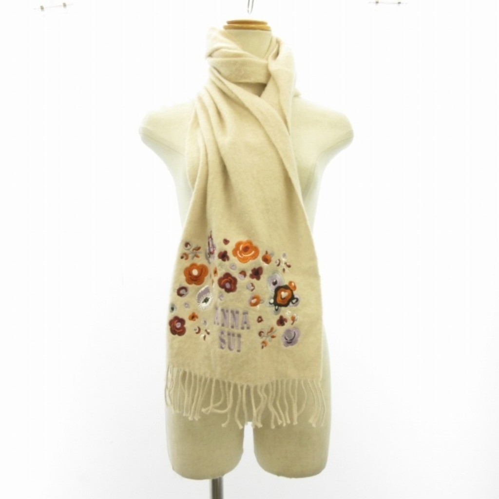 ANNA SUI ANNA SUI Good Condition Wool Embroidered Scarf Scarf ■122 Direct from Japan Secondhand