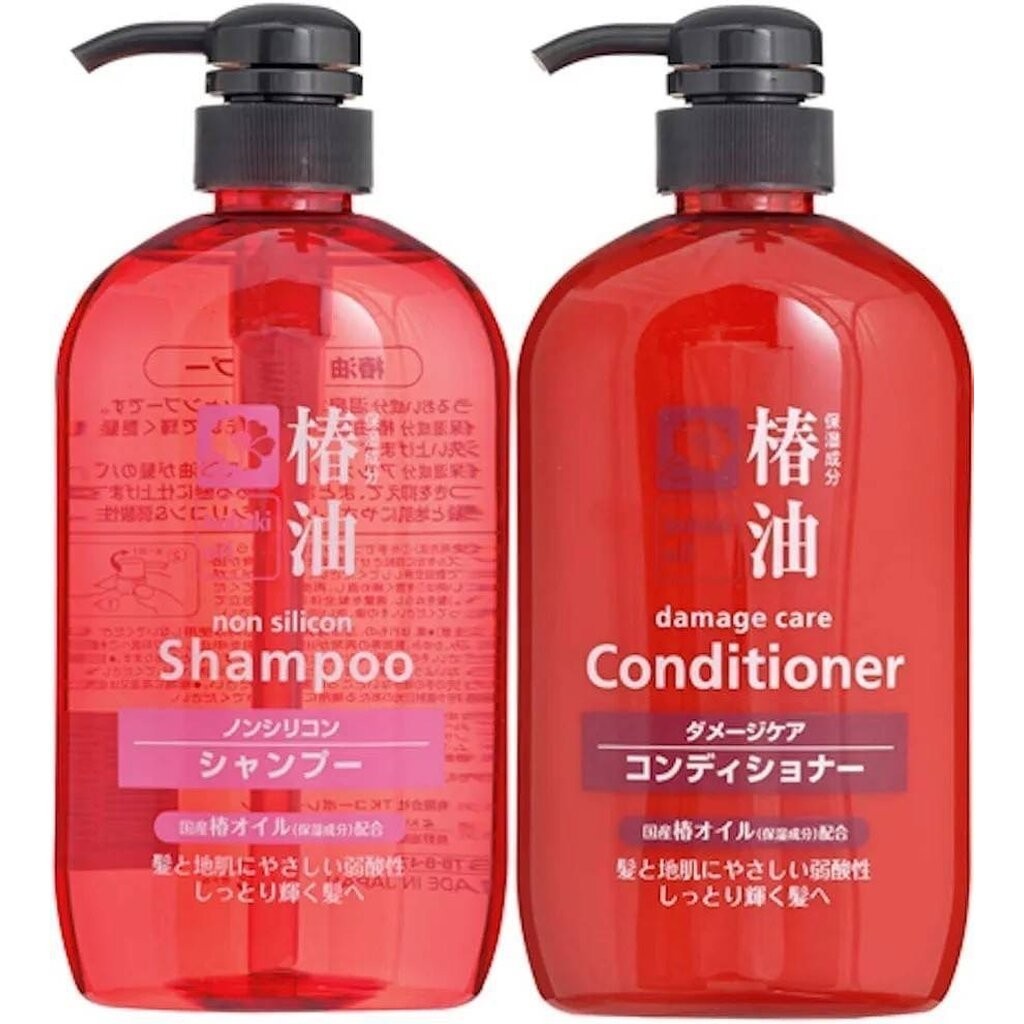 แชมพูและครีมนวดน้ำมันม้า สูตรผสมน้ำมันดอกTsubaki (camellia oil) Kumano horse oil Tsubaki Non silicon shampoo &amp; condit...