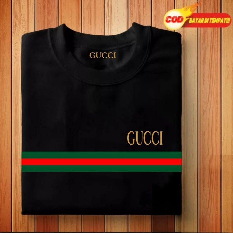 Guc เสื้อยืด ผ้าฝ้ายแท้ พิมพ์ลายโลโก้ตัวอักษร เรียบง่าย คอปก ป้ายแท็ก s-5xl สําหรับผู้ชาย และผู้หญิง