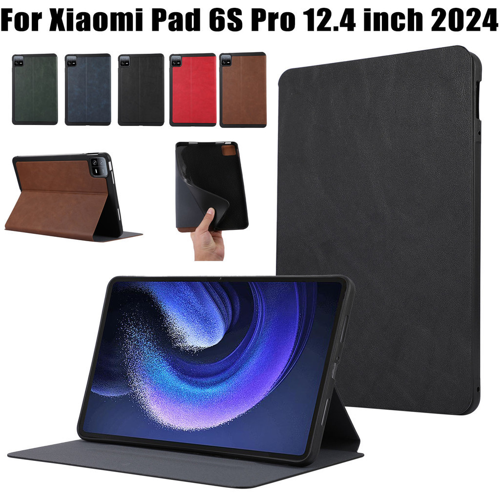 สําหรับ Xiaomi Pad 6S Pro 12.4 นิ้ว 2024 คุณภาพสูง PU หนังฝาครอบ Xiaomi Pad 6S Pro 12.4 แฟชั่น TPU กันกระแทกแท็บเล็ตป้องกันกรณี