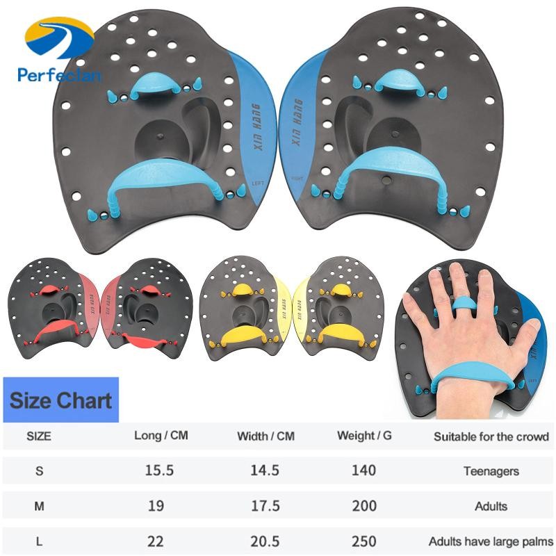Perfeclan Swim Training Hand Paddles ถุงมือสําหรับพายแบนฝึกว่ายน้ํา Hand Fin พร้อมสายปรับได้ Professional