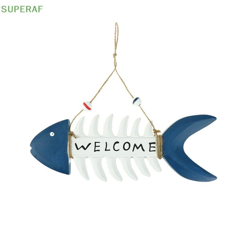 SUPERAF WELCOME ปลาโครงกระดูก Nautical Wall Vintage Wood Sign Decor DIY HOT