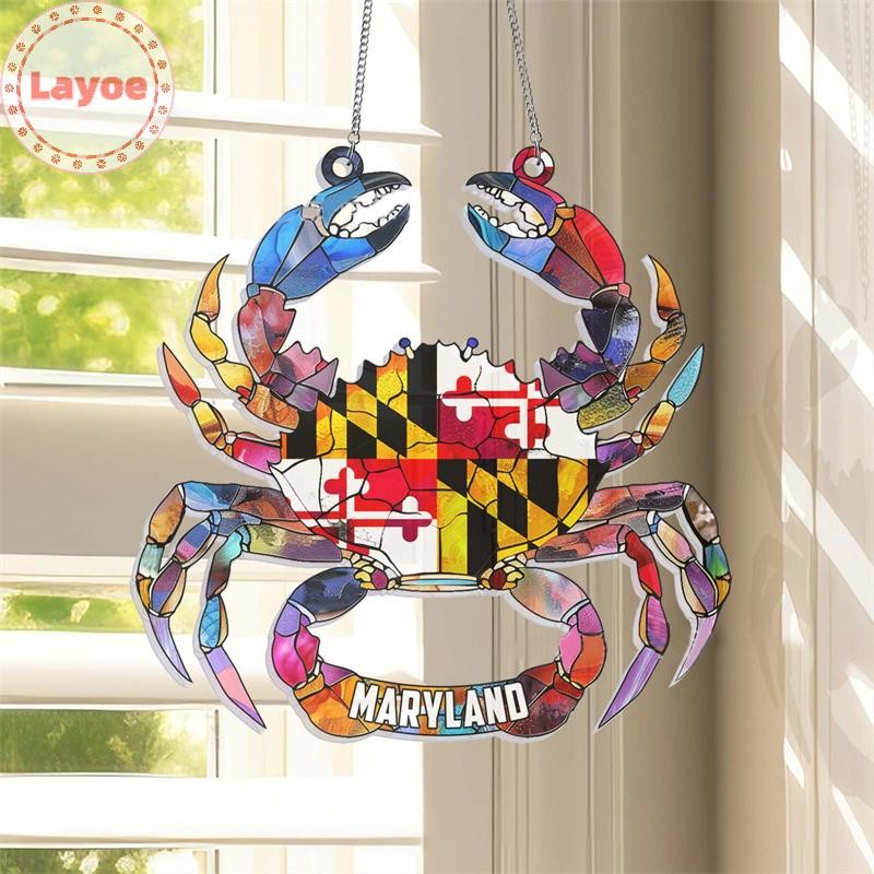 Layoe Maryland Crab Charms Maryland ธงอะคริลิคแขวนป้าย MD Crab Wall Art Decor ความแปลกใหม่ Maryland 