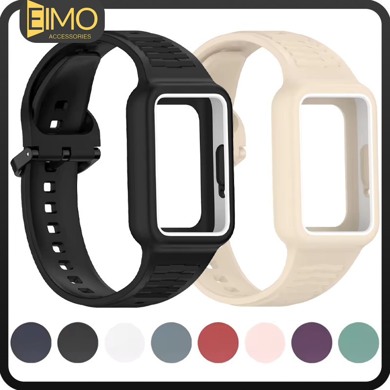 สายซิลิโคนกีฬา for Smartwatch Samsung Galaxy Fit 3 / Huawei Band 10 9 8 NFC เทปป้องกันหน้าจอยาง for Huawei Band 7 ราคา ถูกที่สุด ดีลบีเคเค รูปภาพหลัก