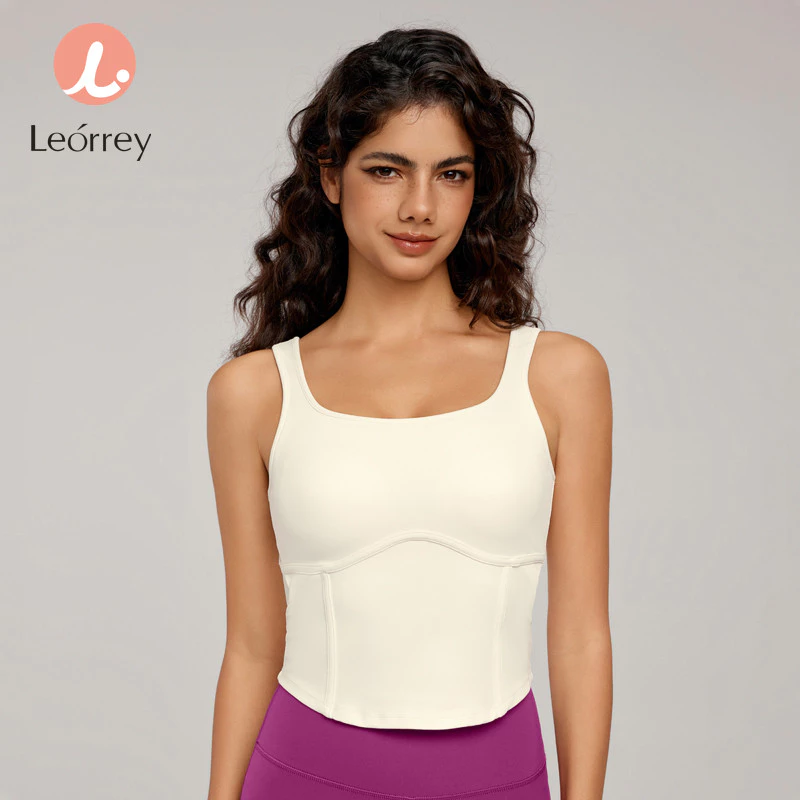 Leorrey เสื้อชั้นในฟิตเนส สลิมฟิต มีฟองน้ำ ครอปสปอร์ต โยคะ thumbnail 4