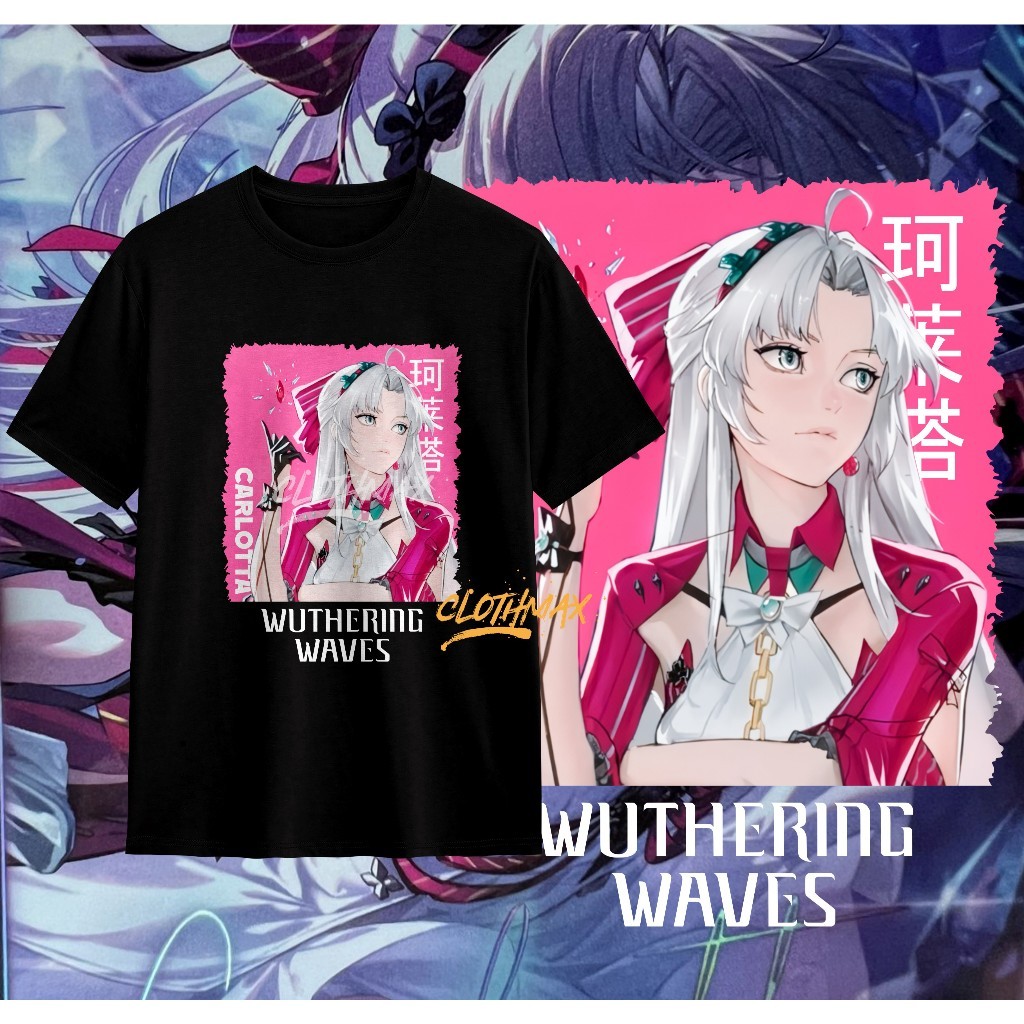 S-5XL เสื้อยืดเกม Wuthering Waves Carlotta - Camellya - Rover - Roccia - เกม Wuthering Waves