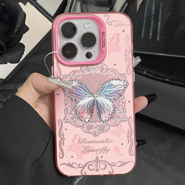 🔥COD🔥เคสไอโฟน13 for iphone 11 14pro 12 15 16 ProMAX 14 15Plus XR XSMAX 7Plus เคสโทรศัพท์ผู้หญิงลายผีเสื้อสีสันสดใสสวยงาม
