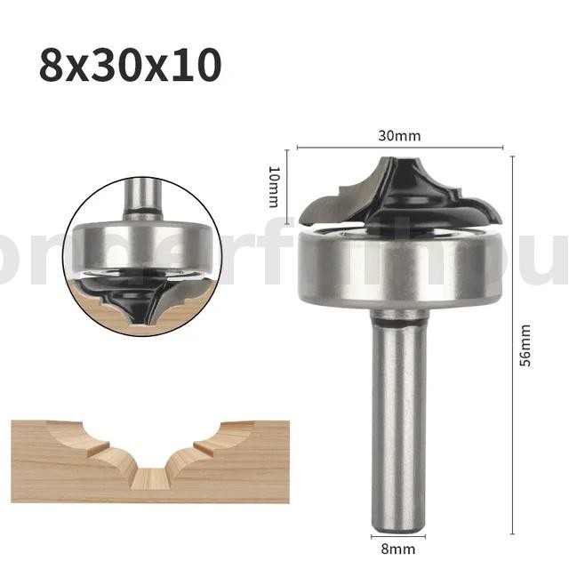 Wonderful 8MM Shank คลาสสิก Router Bit แบริ่งด้านล่าง 45 # เหล็ก YG6X ปลายคาร์ไบด์เคลือบเทฟลอน Anti-