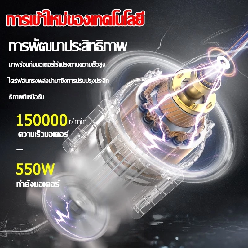 เครื่องดูดฝุ่นไร้สาย 2in1 550W พลังดูด 98000Pa thumbnail 6