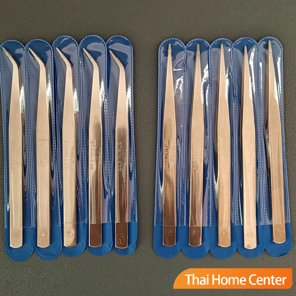 คีบหนีบสแตนเลส คีมหนีบอเนกประสงค์ มี 2 แบบ ปากคีบงอ ปากคีบแหลม Stainless steel tweezers