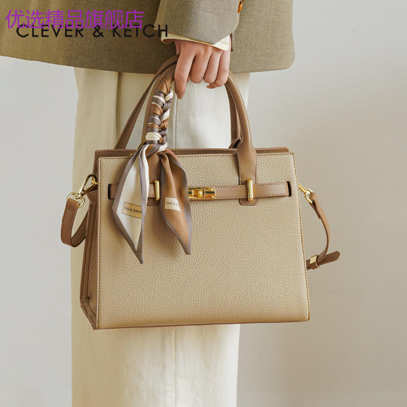 Clever & Ketch Simple Atmospheric Portable Platinum Bag Women 2025 สไตล์ใหม่ All-Match กระเป๋าสะพายค