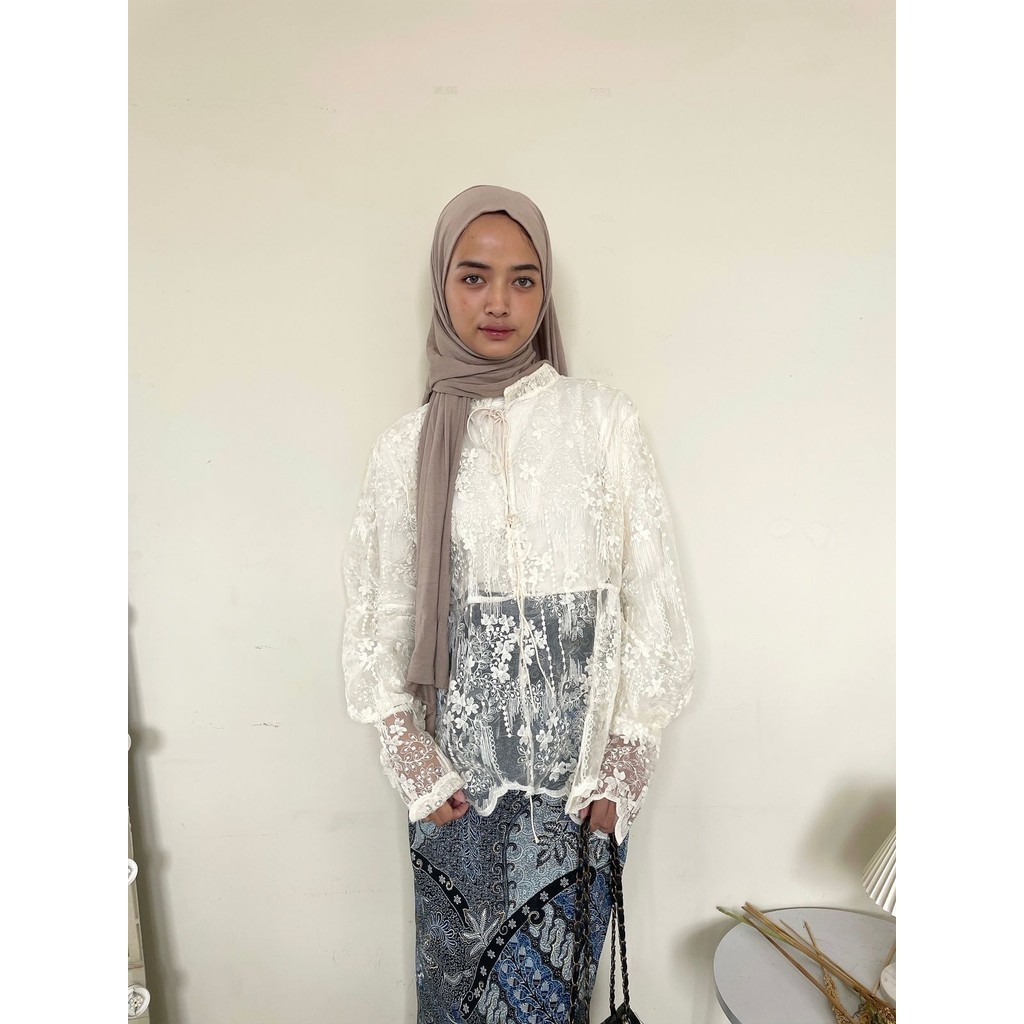 MAOMAO Eun Ha Brukat Kebaya เสื้อลูกไม้ผู้หญิงพรีเมี่ยมสไตล์เกาหลี