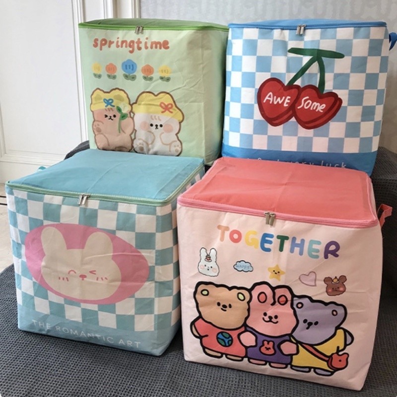 พร้อมส่ง NEW 15ลาย 100L ที่เก็บผ้านวม จัดระเบียบ พับได้ เก็บของ ถุงเก็บ