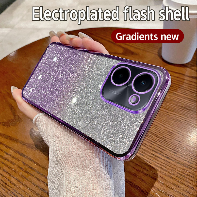 สําหรับ Vivo Y100i กรณีกันกระแทก TPU Electroplated Glitter เคสโทรศัพท์สําหรับ Vivo Y100i ปกหลัง