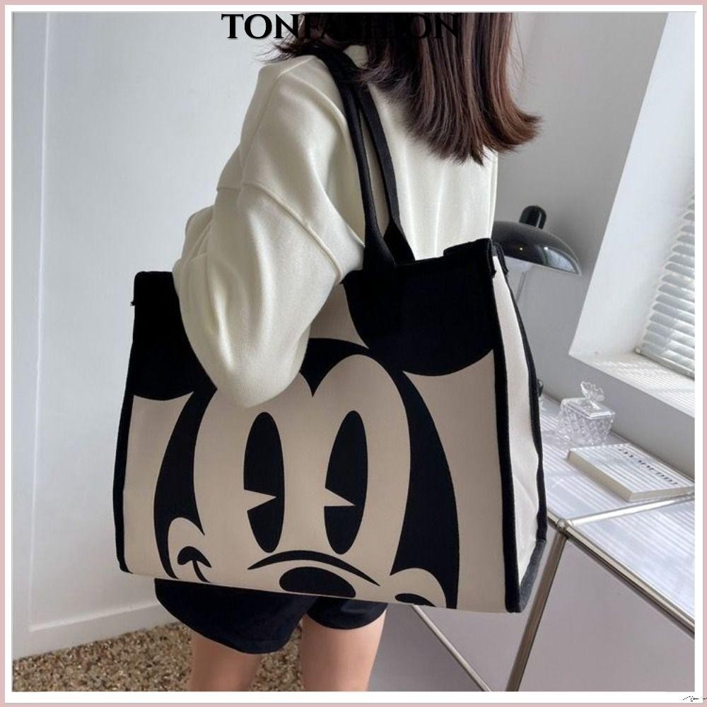 Tonfashion COD กระเป๋าสะพายไหล่ กระเป๋าถือ ผ้าแคนวาส ความจุขนาดใหญ่ สําหรับสตรี คุณแม่