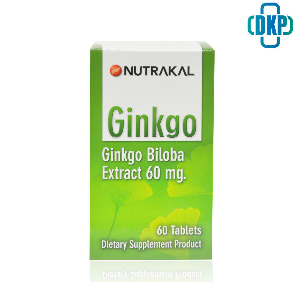 Nutrakal Ginkgo (สารสกัดจากใบแป๊ะก๊วย 60 มิลลิกรัม) ผลิตภัณฑ์เสริมอาหาร จิงโก 60 (60 เม็ด) [DKP]