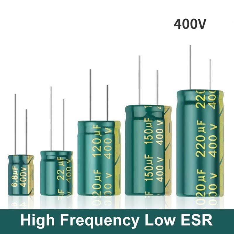 ตัวเก็บประจุอลูมิเนียมอิเล็กโทรลีติค 400V ความถี่สูงต่ํา ESR 500V 2.2UF 4.7UF 6.8UF 10UF 15UF 22UF 3